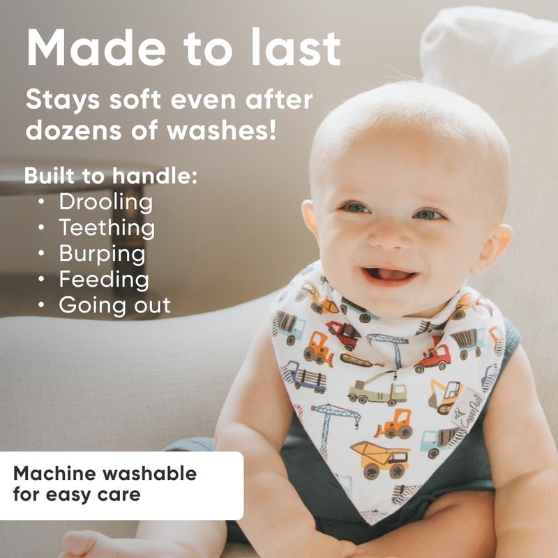 Copper Pearl 4 Pack Soft Cotton Baby Bibs for Drooling and Teething, Absorbent Drool Bibs for Baby Girl and Boy, Adjustable to Fit Newborns to Toddlers, Tons of Styles (Diesel) - Image 4